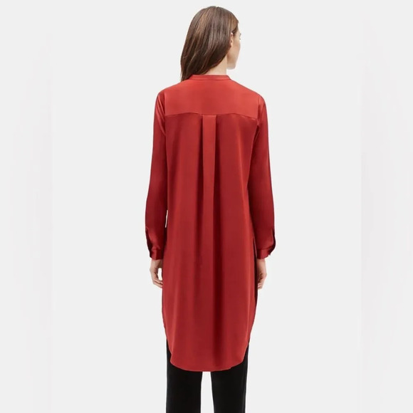 EILEEN FISHER NWOT Recycled Polyester Satin Shirtdress in‎ Serrano - Picture 4 of 10